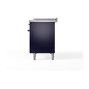 ILVE 48-Inch Nostalgie II Noblesse Propane Gas Dual Fuel Range with 5 Sealed Burners, Griddle, French Top and Solid Door Oven in Midnight Blue with Chrome Trim (UN48FSQNMPMBCLP)