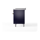ILVE 48-Inch Nostalgie II Noblesse Natural Gas Dual Fuel Range with 5 Sealed Burners, Griddle, French Top and Solid Door Oven in Midnight Blue with Brass Trim (UN48FSQNMPMBG)