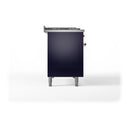 ILVE 48-Inch Nostalgie II Noblesse Propane Gas Dual Fuel Range with 5 Sealed Burners, Griddle, French Top and Solid Door Oven in Midnight Blue with Copper Trim (UN48FSQNMPMBPLP)