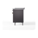 ILVE 48-Inch Nostalgie II Noblesse Propane Gas Dual Fuel Range with 5 Sealed Burners, Griddle, French Top and Solid Door Oven in Matte Graphite with Bronze Trim (UN48FSQNMPMGBLP)