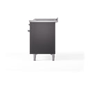 ILVE 48-Inch Nostalgie II Noblesse Propane Gas Dual Fuel Range with 5 Sealed Burners, Griddle, French Top and Solid Door Oven in Matte Graphite with Chrome Trim (UN48FSQNMPMGCLP)