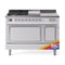 ILVE 48-Inch Nostalgie II Noblesse Natural Gas Dual Fuel Range with 5 Sealed Burners, Griddle, French Top and Solid Door Oven in Custom RAL with Chrome Trim (UN48FSQNMPRAC)