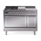 ILVE 48-Inch Nostalgie II Noblesse Natural Gas Dual Fuel Range with 5 Sealed Burners, Griddle, French Top and Solid Door Oven in Stainless Steel with Chrome Trim (UN48FSQNMPSSC)