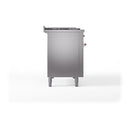 ILVE 48-Inch Nostalgie II Noblesse Natural Gas Dual Fuel Range with 5 Sealed Burners, Griddle, French Top and Solid Door Oven in Stainless Steel with Copper Trim (UN48FSQNMPSSP)