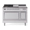 ILVE 48-Inch Nostalgie II Noblesse Natural Gas Dual Fuel Range with 5 Sealed Burners, Griddle, French Top and Solid Door Oven in White with Chrome Trim (UN48FSQNMPWHC)