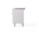 ILVE 48-Inch Nostalgie II Noblesse Natural Gas Dual Fuel Range with 5 Sealed Burners, Griddle, French Top and Solid Door Oven in White with Chrome Trim (UN48FSQNMPWHC)