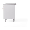 ILVE 48-Inch Nostalgie II Noblesse Natural Gas Dual Fuel Range with 5 Sealed Burners, Griddle, French Top and Solid Door Oven in White with Copper Trim (UN48FSQNMPWHP)