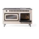 ILVE 60-Inch Nostalgie II Noblesse Natural Gas Dual Fuel Range   in Antique White with Bronze Trim (UN60FNMPAWB)