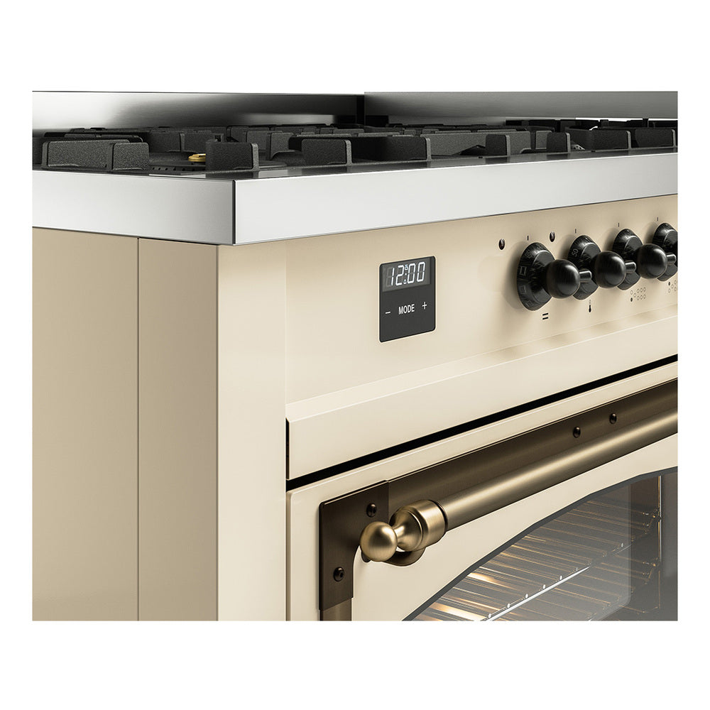 ILVE range control panel with digital display and bronze oven handle