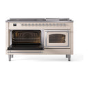 ILVE 60-Inch Nostalgie II Noblesse Natural Gas Dual Fuel Range   in Antique White with Chrome Trim (UN60FNMPAWC)