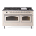 ILVE 60-Inch Nostalgie II Noblesse Natural Gas Dual Fuel Range   in Antique White with Chrome Trim (UN60FNMPAWC)