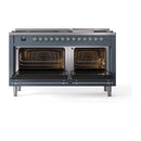 ILVE 60-Inch Nostalgie II Noblesse Natural Gas Dual Fuel Range   in Blue Grey with Chrome Trim (UN60FNMPBGC)