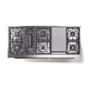 ILVE 60-Inch Nostalgie II Noblesse Propane Gas Dual Fuel Range with 9 Sealed Burners, Griddle, Triple Glass Door Oven in Blue Grey with Copper Trim (UN60FNMPBGPLP)