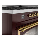 ILVE 60-Inch Nostalgie II Noblesse Natural Gas Dual Fuel Range   in Burgundy with Brass Trim (UN60FNMPBUG)