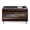 ILVE 60-Inch Nostalgie II Noblesse Natural Gas Dual Fuel Range   in Burgundy with Brass Trim (UN60FNMPBUG)