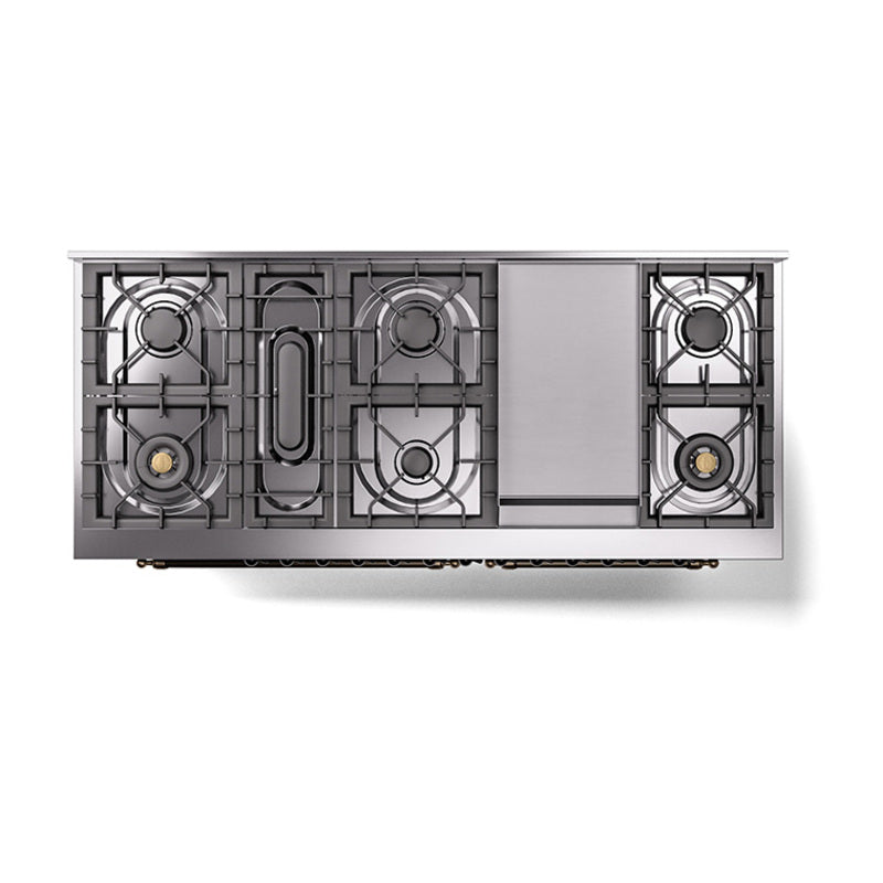 Dual fuel range cooktop burner layout diagram with four burners and manifold