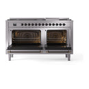 ILVE 60-Inch Nostalgie II Noblesse Natural Gas Dual Fuel Range   in Stainless Steel with Bronze Trim (UN60FNMPSSB)