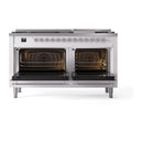 ILVE 60-Inch Nostalgie II Noblesse Natural Gas Dual Fuel Range   in White with Chrome Trim (UN60FNMPWHC)
