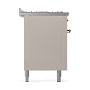 ILVE 60-Inch Nostalgie II Noblesse Propane Gas Dual Fuel Range with 9 Sealed Burners, Griddle, and Solid Door Oven in Antique White with Bronze Trim (UN60FQNMPAWBLP)