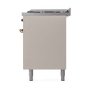 ILVE 60-Inch Nostalgie II Noblesse Propane Gas Dual Fuel Range with 9 Sealed Burners, Griddle, and Solid Door Oven in Antique White with Bronze Trim (UN60FQNMPAWBLP)