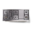 ILVE 60-Inch Nostalgie II Noblesse Propane Gas Dual Fuel Range with 9 Sealed Burners, Griddle, and Solid Door Oven in Glossy Black with Brass Trim (UN60FQNMPBKGLP)