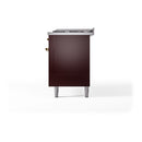 ILVE 60-Inch Nostalgie II Noblesse Propane Gas Dual Fuel Range with 9 Sealed Burners, Griddle, and Solid Door Oven in Burgundy with Brass Trim (UN60FQNMPBUGLP)