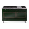ILVE 60-Inch Nostalgie II Noblesse Natural Gas Dual Fuel Range with 9 Sealed Burners, Griddle, and Solid Door Oven in Emerald Green with Bronze Trim (UN60FQNMPEGB)