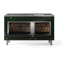 ILVE 60-Inch Nostalgie II Noblesse Propane Gas Dual Fuel Range with 9 Sealed Burners, Griddle, and Solid Door Oven in Emerald Green with Bronze Trim (UN60FQNMPEGBLP)