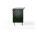 ILVE 60-Inch Nostalgie II Noblesse Propane Gas Dual Fuel Range with 9 Sealed Burners, Griddle, and Solid Door Oven in Emerald Green with Brass Trim (UN60FQNMPEGGLP)