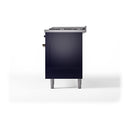 ILVE 60-Inch Nostalgie II Noblesse Propane Gas Dual Fuel Range with 9 Sealed Burners, Griddle, and Solid Door Oven in Midnight Blue with Bronze Trim (UN60FQNMPMBBLP)