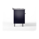 ILVE 60-Inch Nostalgie II Noblesse Natural Gas Dual Fuel Range with 9 Sealed Burners, Griddle, and Solid Door Oven in Midnight Blue with Chrome Trim  (UN60FQNMPMBC)