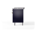 ILVE 60-Inch Nostalgie II Noblesse Propane Gas Dual Fuel Range with 9 Sealed Burners, Griddle, and Solid Door Oven in Midnight Blue with Brass Trim (UN60FQNMPMBGLP)
