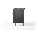 ILVE 60-Inch Nostalgie II Noblesse Propane Gas Dual Fuel Range with 9 Sealed Burners, Griddle, and Solid Door Oven in Matte Graphite with Bronze Trim (UN60FQNMPMGBLP)