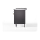 ILVE 60-Inch Nostalgie II Noblesse Natural Gas Dual Fuel Range with 9 Sealed Burners, Griddle, and Solid Door Oven in Matte Graphite with Bronze Trim (UN60FQNMPMGB)