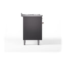 ILVE 60-Inch Nostalgie II Noblesse Dual Fuel Range with 9 Sealed Burners, Griddle, and Solid Door Oven in Matte Graphite with Copper Trim (UN60FQNMPMGP)
