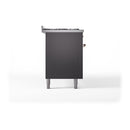 ILVE 60-Inch Nostalgie II Noblesse Propane Gas Dual Fuel Range with 9 Sealed Burners, Griddle, and Solid Door Oven in Matte Graphite with Copper Trim (UN60FQNMPMGPLP)