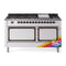 ILVE 60-Inch Nostalgie II Noblesse Natural Gas Dual Fuel Range with 9 Sealed Burners, Griddle, and Solid Door Oven in Custom RAL with Bronze Trim (UN60FQNMPRAB)