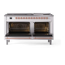 ILVE 60-Inch Nostalgie II Noblesse Natural Gas Dual Fuel Range with 9 Sealed Burners, Griddle, and Solid Door Oven in Custom RAL with Copper Trim (UN60FQNMPRAP)