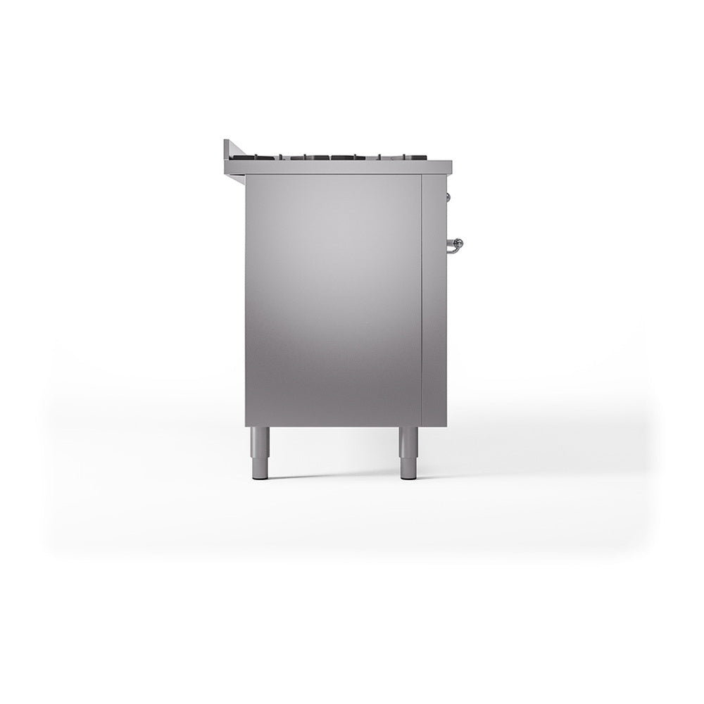 Stainless steel range side panel with side fittings and four leveling feet