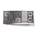 ILVE 60-Inch Nostalgie II Noblesse Propane Gas Dual Fuel Range with 9 Sealed Burners, Griddle, and Solid Door Oven in Stainless Steel with Brass Trim (UN60FQNMPSSGLP)