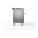 ILVE 60-Inch Nostalgie II Noblesse Propane Gas Dual Fuel Range with 9 Sealed Burners, Griddle, and Solid Door Oven in Stainless Steel with Copper Trim (UN60FQNMPSSPLP)