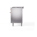 ILVE 60-Inch Nostalgie II Noblesse Propane Gas Dual Fuel Range with 9 Sealed Burners, Griddle, and Solid Door Oven in Stainless Steel with Copper Trim (UN60FQNMPSSPLP)