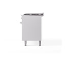 ILVE 60-Inch Nostalgie II Noblesse Natural Gas Dual Fuel Range with 9 Sealed Burners, Griddle, and Solid Door Oven in White with Chrome Trim (UN60FQNMPWHC)