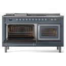 ILVE 60-Inch Nostalgie II Noblesse Propane Gas Dual Fuel Range with 7 Sealed Burners, Griddle, French Top and Triple Glass Door Oven in Blue Grey with Chrome Trim (UN60FSNMPBGCLP)