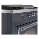 ILVE 60-Inch Nostalgie II Noblesse Propane Gas Dual Fuel Range with 7 Sealed Burners, Griddle, French Top and Triple Glass Door Oven in Blue Grey with Chrome Trim (UN60FSNMPBGCLP)