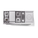 ILVE 60-Inch Nostalgie II Noblesse Natural Gas Dual Fuel Range with 7 Sealed Burners, Griddle, French Top, and Triple Glass Door Oven in Emerald Green with Chrome Trim (UN60FSNMPEGC)