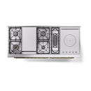 ILVE Nostalgie II Noblesse 60-Inch Dual Fuel Range with 7 Burners, Griddle, & French Top with Triple Glass Door Oven in Matte Graphite with Brass Trim (UN60FSNMPMGG)