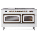 ILVE 60-Inch Nostalgie II Noblesse Natural Gas Dual Fuel Range with 7 Sealed Burners, Griddle, French Top, and Triple Glass Door Oven in Custom RAL with Bronze Trim (UN60FSNMPRAB)