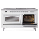 ILVE 60-Inch Nostalgie II Noblesse Natural Gas Dual Fuel Range with 7 Sealed Burners, Griddle, French Top, and Triple Glass Door Oven in Custom RAL with Chrome Trim (UN60FSNMPRAC)