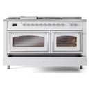 ILVE 60-Inch Nostalgie II Noblesse Natural Gas Dual Fuel Range with 7 Sealed Burners, Griddle, French Top, and Triple Glass Door Oven in Custom RAL with Chrome Trim (UN60FSNMPRAC)